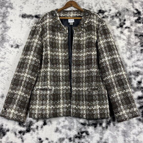 Chicos Jacket Womens Size Large (2) Gems Thick Knit Metallic Lined - Picture 1 of 11